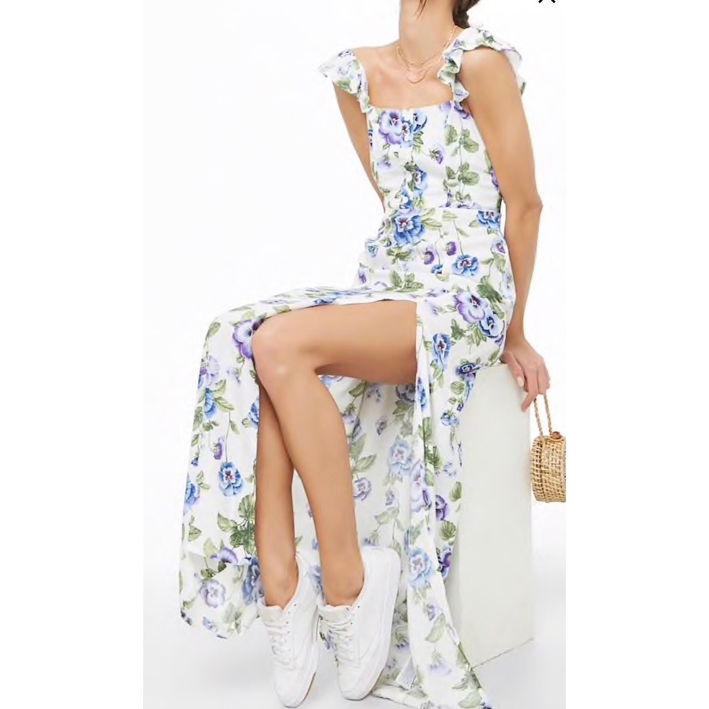Floral Ruffle Strap Maxi Dress